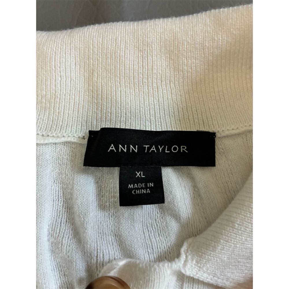 Ann Taylor Women's Cream Ribbed Knit Button-Down Cardigan Sweater XL - Picture 6 of 11